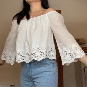 Miss Selfridge Off-Shoulder Lace Blouse 6